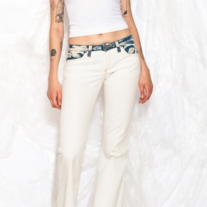 Vintage Y2K Flare Jeans in White Low Waist 2000s Vintage Jeans Low Rise Vintage Style Size S