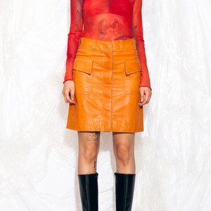 Orange Leather Skirt Etsy Canada