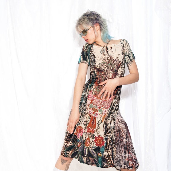 Robe Vintage Save The Queen - Bleu, Taille L, Coupe Asymétrique Et Style Moulant
