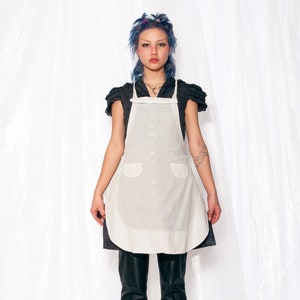 Antique Apron 10s Handmade White Dress 1910s Vintage Fairycore Maid Dress Rare Embroidered