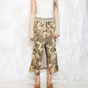 Vintage Y2K Cargo Skirt in Green Camo Print 2000s Freesoul Maxi Skirt Military Streetwear Small image 1