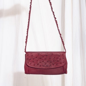 Vintage Leder Tasche 70er Jahre Gepunktet Schräge Umhängetasche 1970er 70&#39;s Boho Designer Tasche
