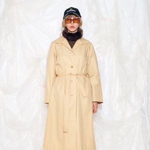 Vintage 70s Trench Coat in Beige by Althof Petit Paris 1970s Maxi Coat Long Coat Classic Duster Coat Medium Large