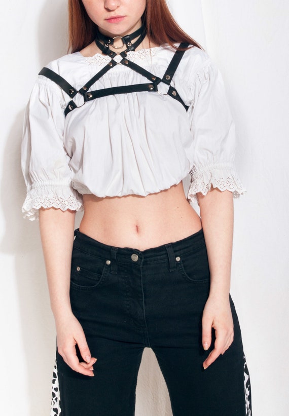 Vintage Peasant Crop Top 30s Rare Puff Sleeve Rewo
