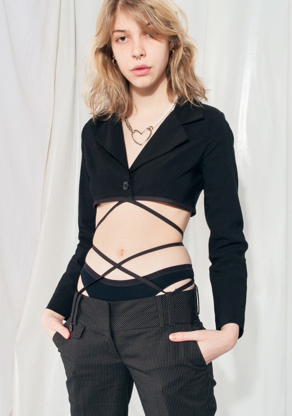 tie waist crop blazer
