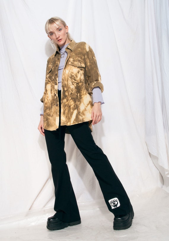 Vintage Overshirt 90s Reworked Bleach Dyed Oversiz
