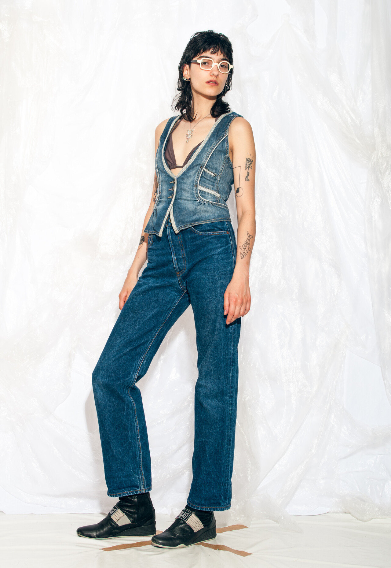 Vintage Y2K Denim Vest in Blue Y2K Vintage Style 2000s Y2K Grunge