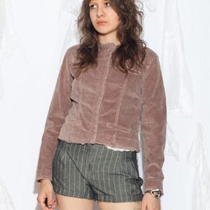 Vintage Moto Jacket Y2K Racer Cord Coat in Pink 2000s Racing Jacket Blazer Large image 1