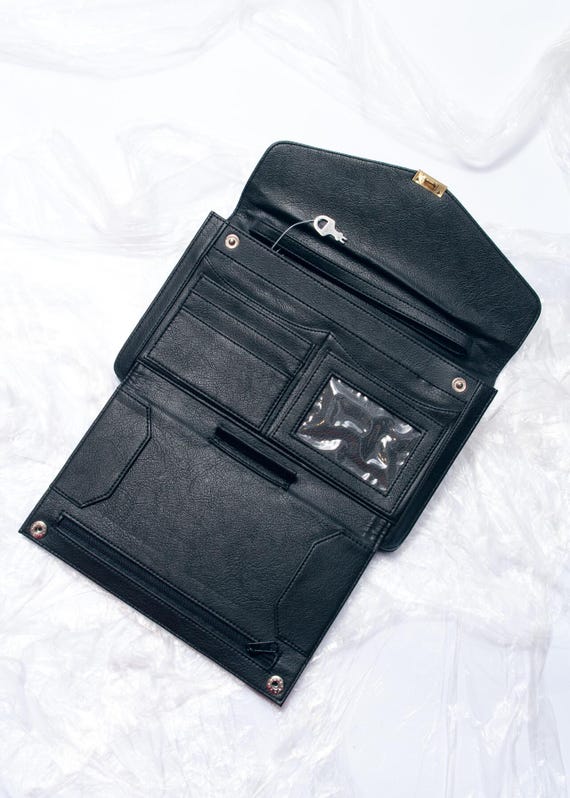 Vintage 90s Wallet in Black - 1990s Y2K Style Faux Leather