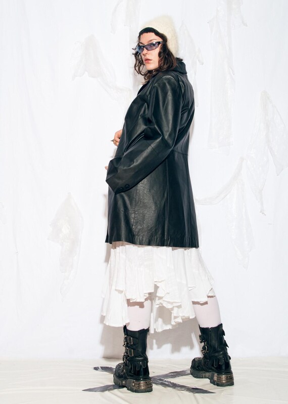 Vintage Y2K Leather Coat in Black by Laura Di Sarpi - 2000s Matrix