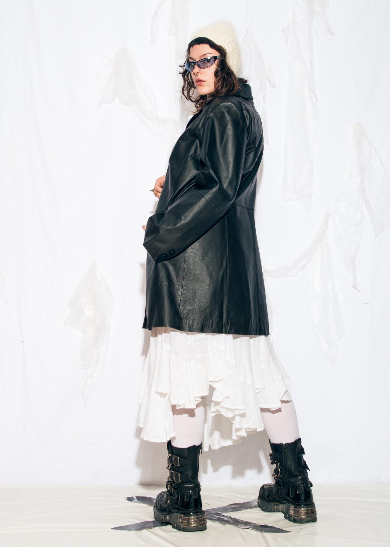 Vintage Y2K Leather Coat in Black by Laura Di Sarpi - 2000s Matrix