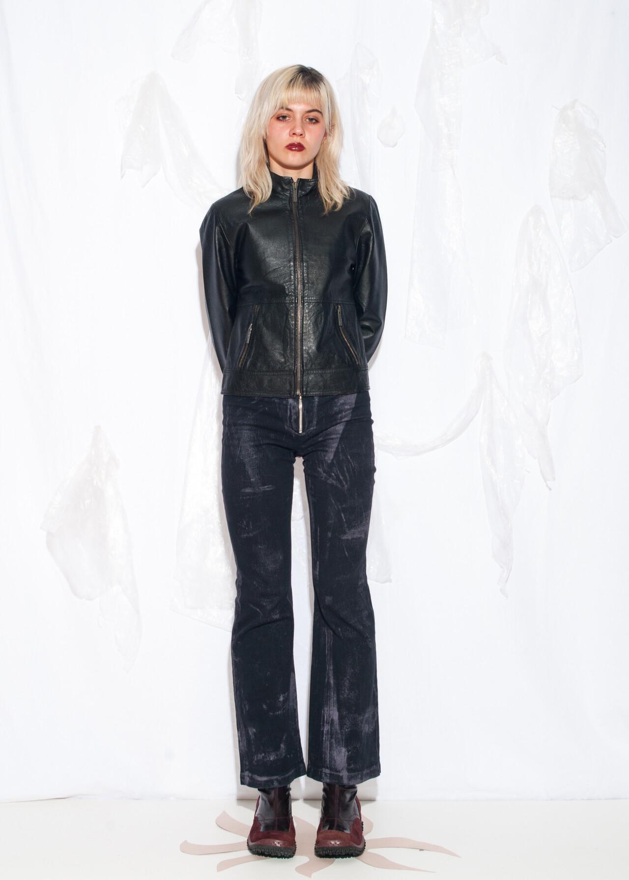 Vintage Y2K Leather Jacket in Black - 2000s Moto Racing Slim Fit