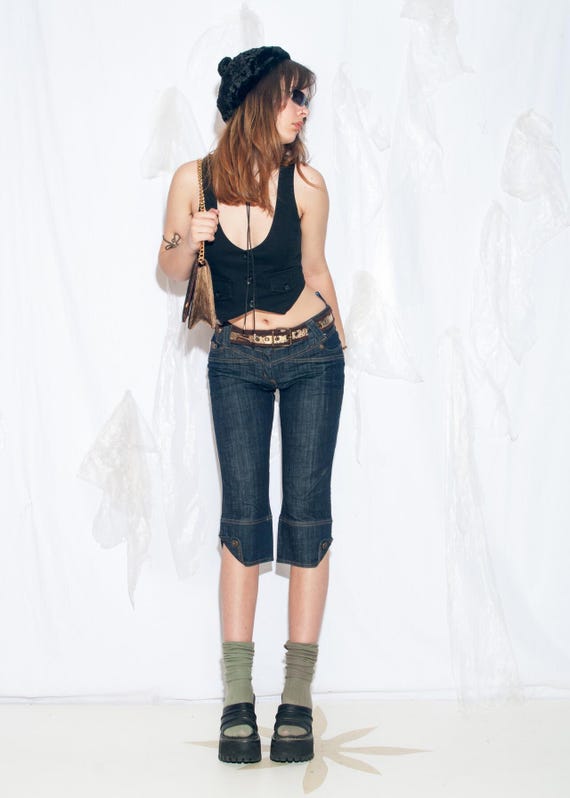 Vintage Y2K Capri Jeans in Blue by Matmazel - 2000s Low Rise