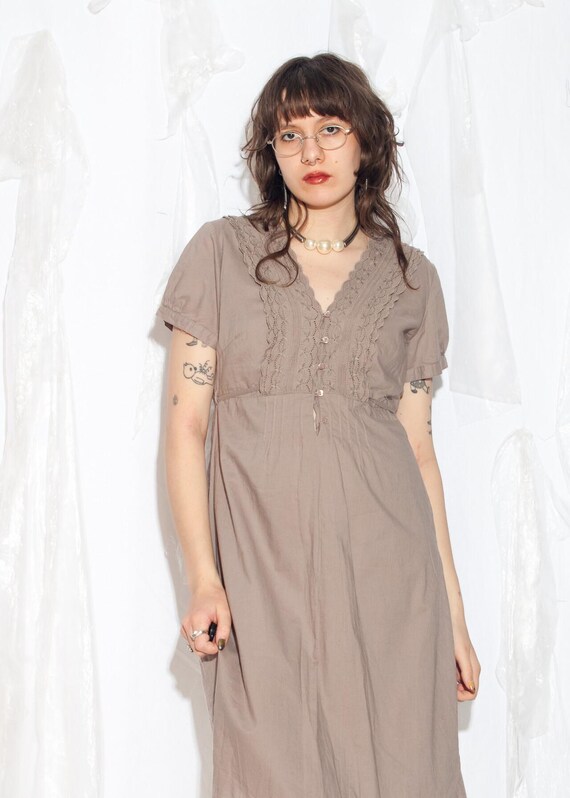 pink tiered midi dress ROVE Linen-Cotton Midi Dress - Crossover Back Ties