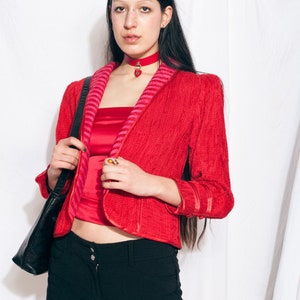 Vintage blazer jaren 70 Designer jas puntige schouder jaren 70 rode geweven jas gemaakt in Finland