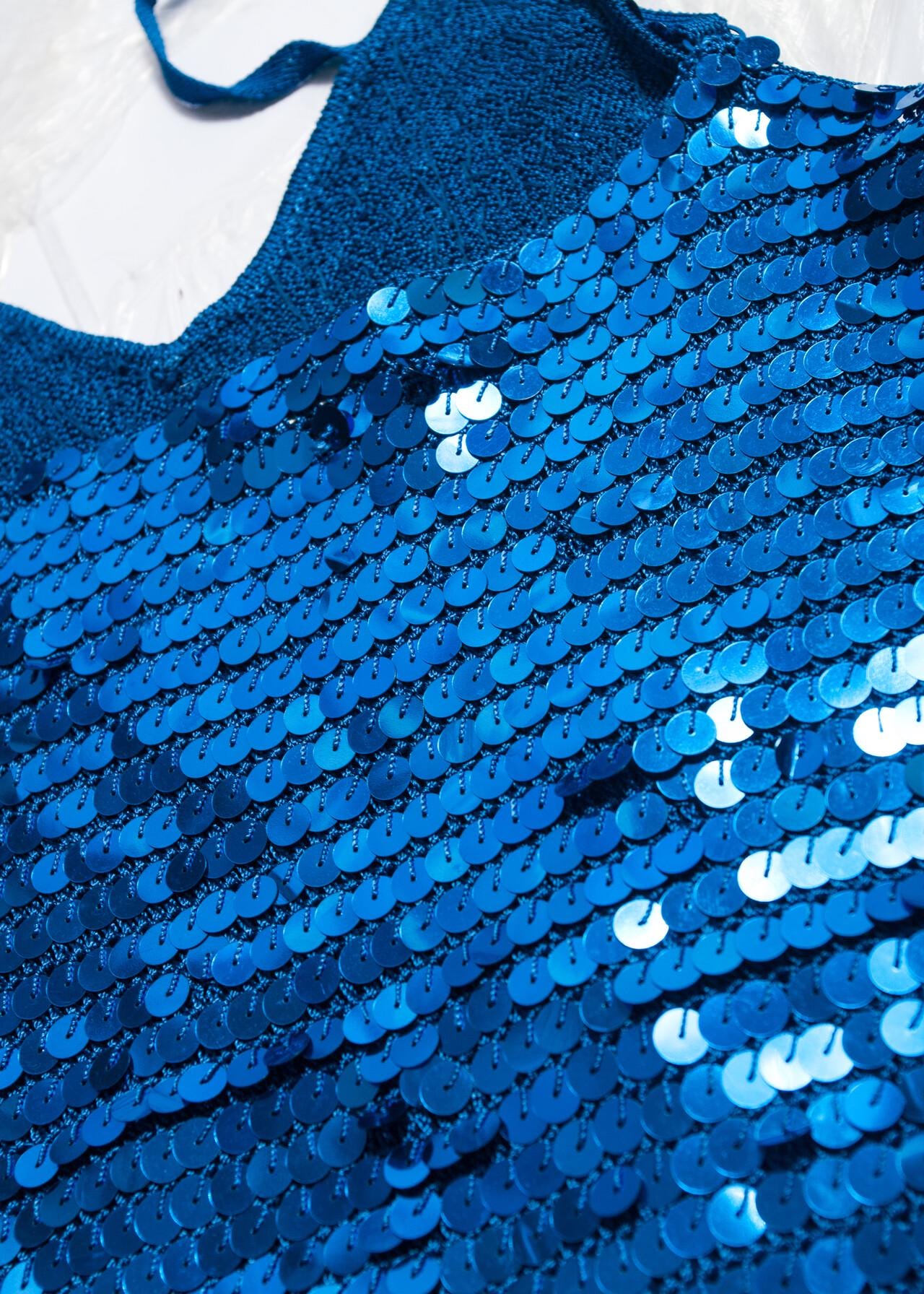 Vintage Y2K Sequin Top in Blue - 2000s Paris Hilton Style Party
