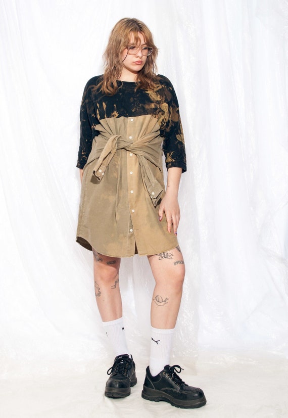 Vintage shirt dress Reworked bleached one-off deco