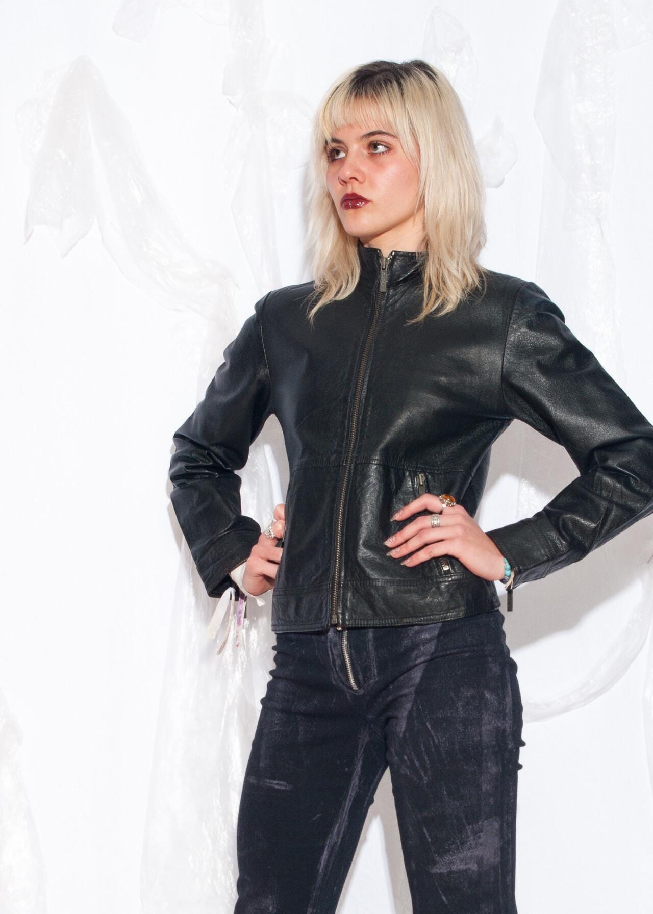 ジャケット・アウター 00s Y2K Short Leather Jacket w Belt Detl 81+A9vEdMWL._AC_UY350_.jpg