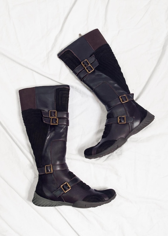 Vintage Y2K Alfio Raldo Brown Leather Boots - 2000s Grunge Knee