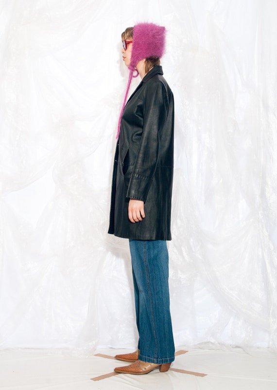 ジャケット・アウター Rare archive leather coat Y2K grunge Vintage Y2K Leather Coat in Black 2000s Edgy Grunge Matrix