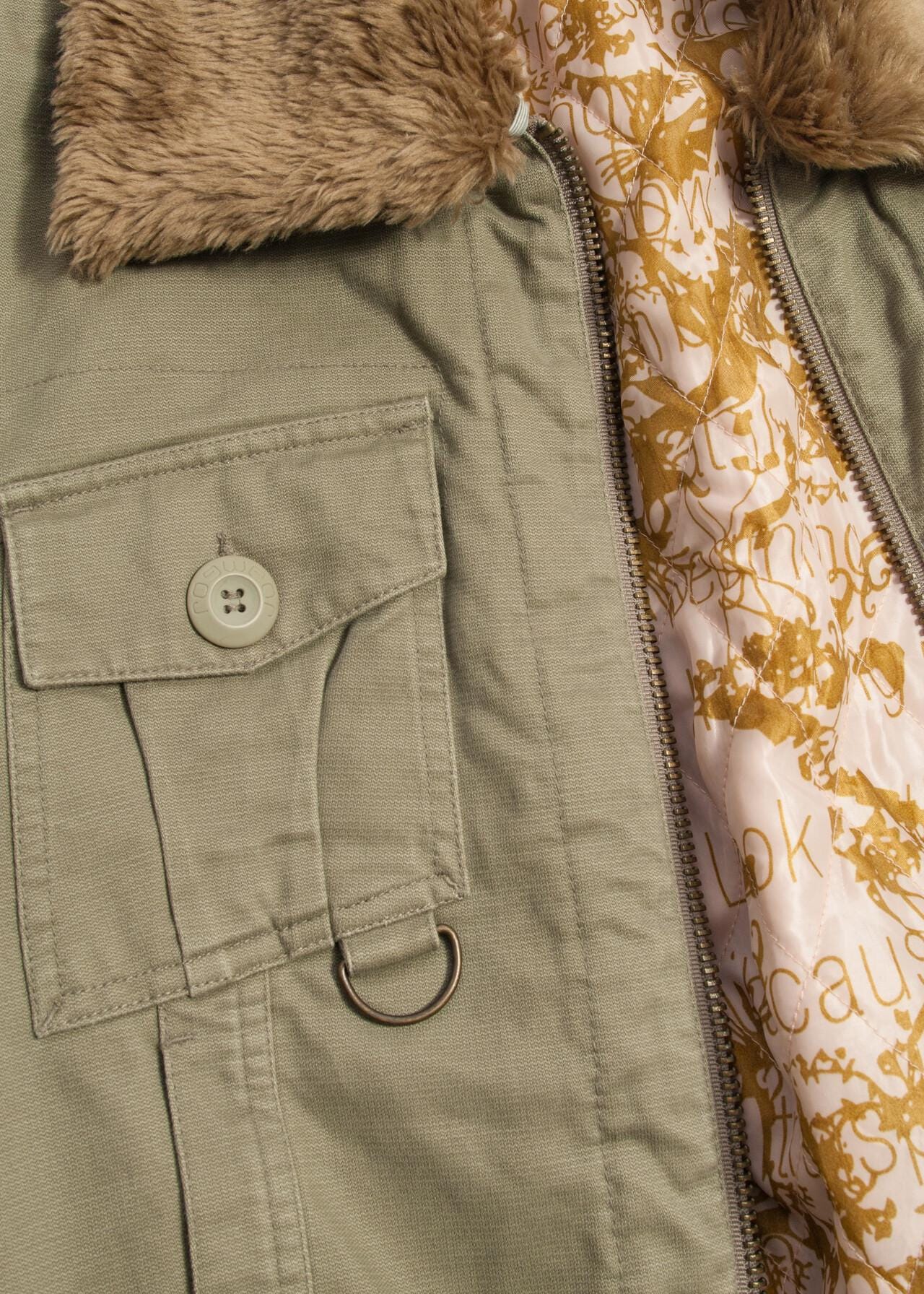 Vintage Y2K Bomber Jacket in Khaki Cotton - 2000s Grunge Aviator