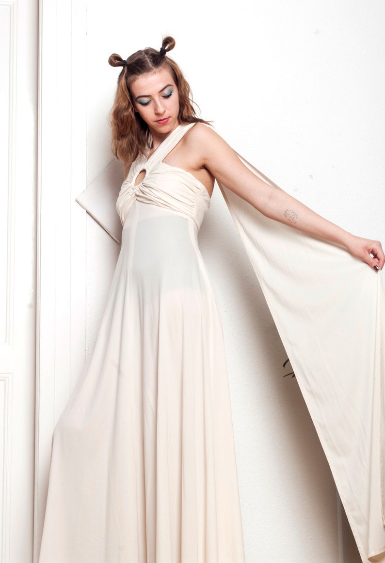 70s Vintage Wedding Dress 70 S Vntg Beige Creme White Maxi Etsy