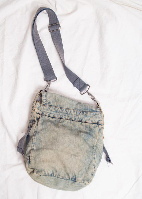 Upcycled FCUK Messenger Bag - Overdyed Vintage Denim Crossbody