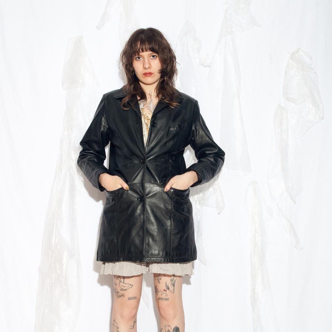 ジャケット・アウター Rare archive leather coat Y2K grunge Y2K Grunge Leather Coat Punk V Archive Used Black Size M | eBay