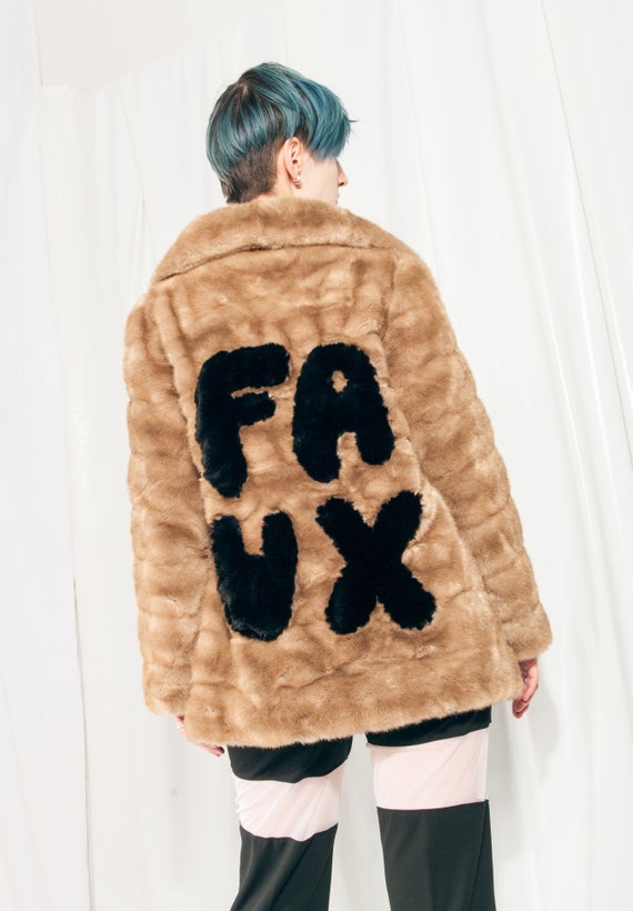 Vintage Faux Fur Coat 70s Reworked Fluffy Stateme… - image 7