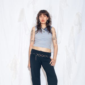 Vintage Y2K Nike Sports Top in Blue - 2000s Slim Fit Asymmetric Tank Top - Y2K Vintage Fashion - Size L