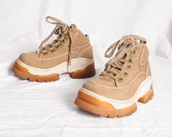 Vintage 90s 00s Timberland Shoes Chunky Grunge Moc Toe Brown