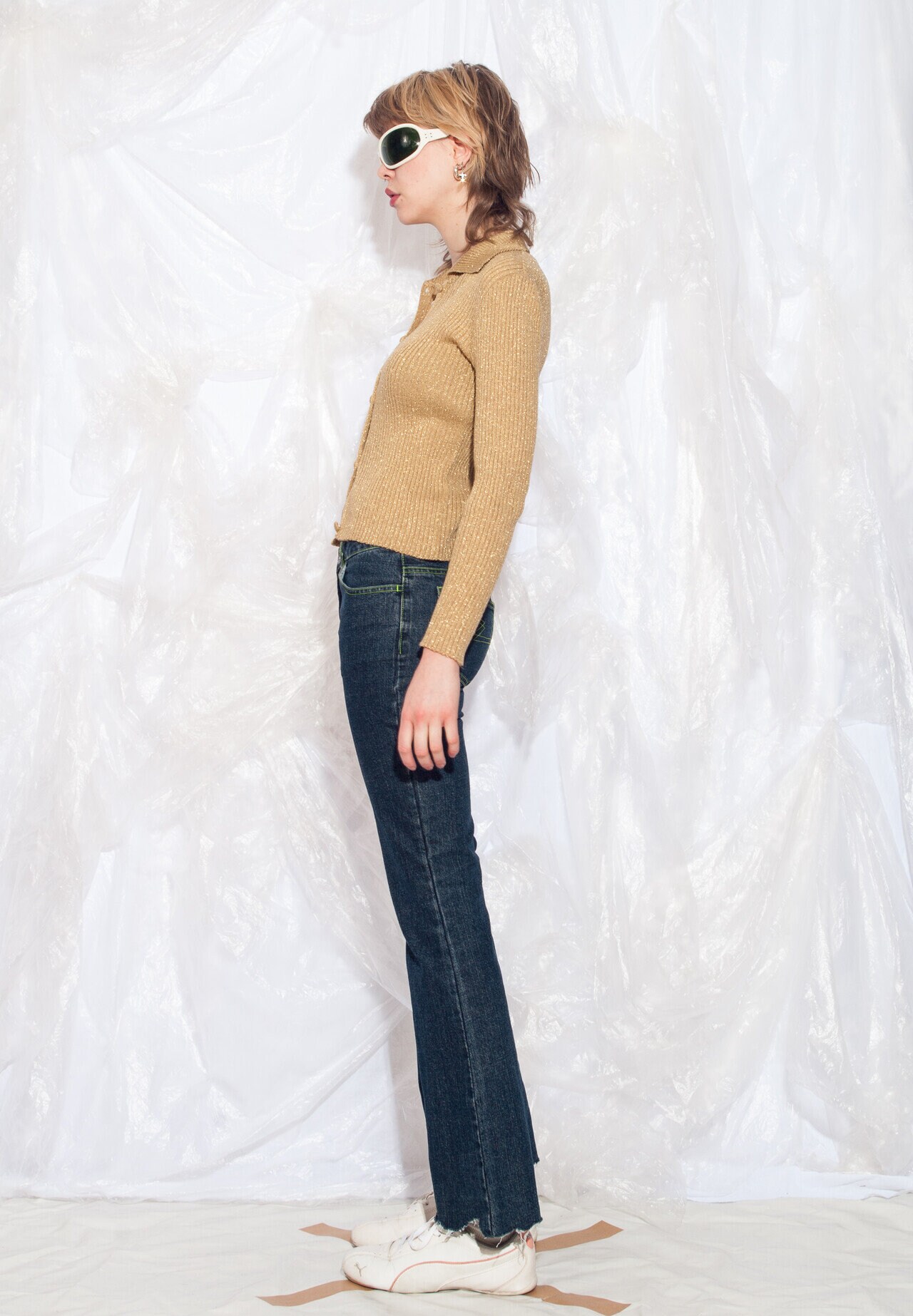Vintage Y2K Flare Jeans in Blue W Shredded Hem 2000s Vintage Y2K Flare Jeans in Blue W Shredded Hem 2000s