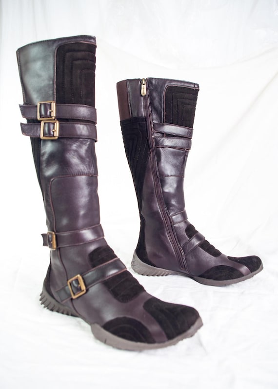 Vintage Y2K Alfio Raldo Brown Leather Boots - 2000s Grunge Knee