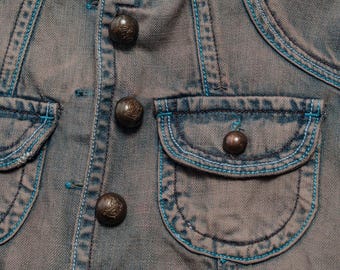 Vintage Y2K Denim Jacket in Overdyed Brown - 2000s Military