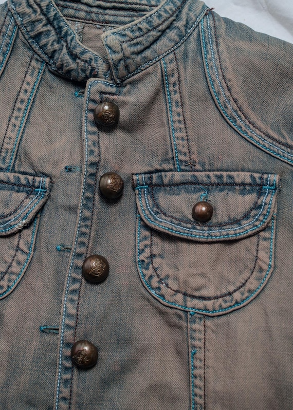 Vintage Y2K Denim Jacket in Overdyed Brown - 2000s Military