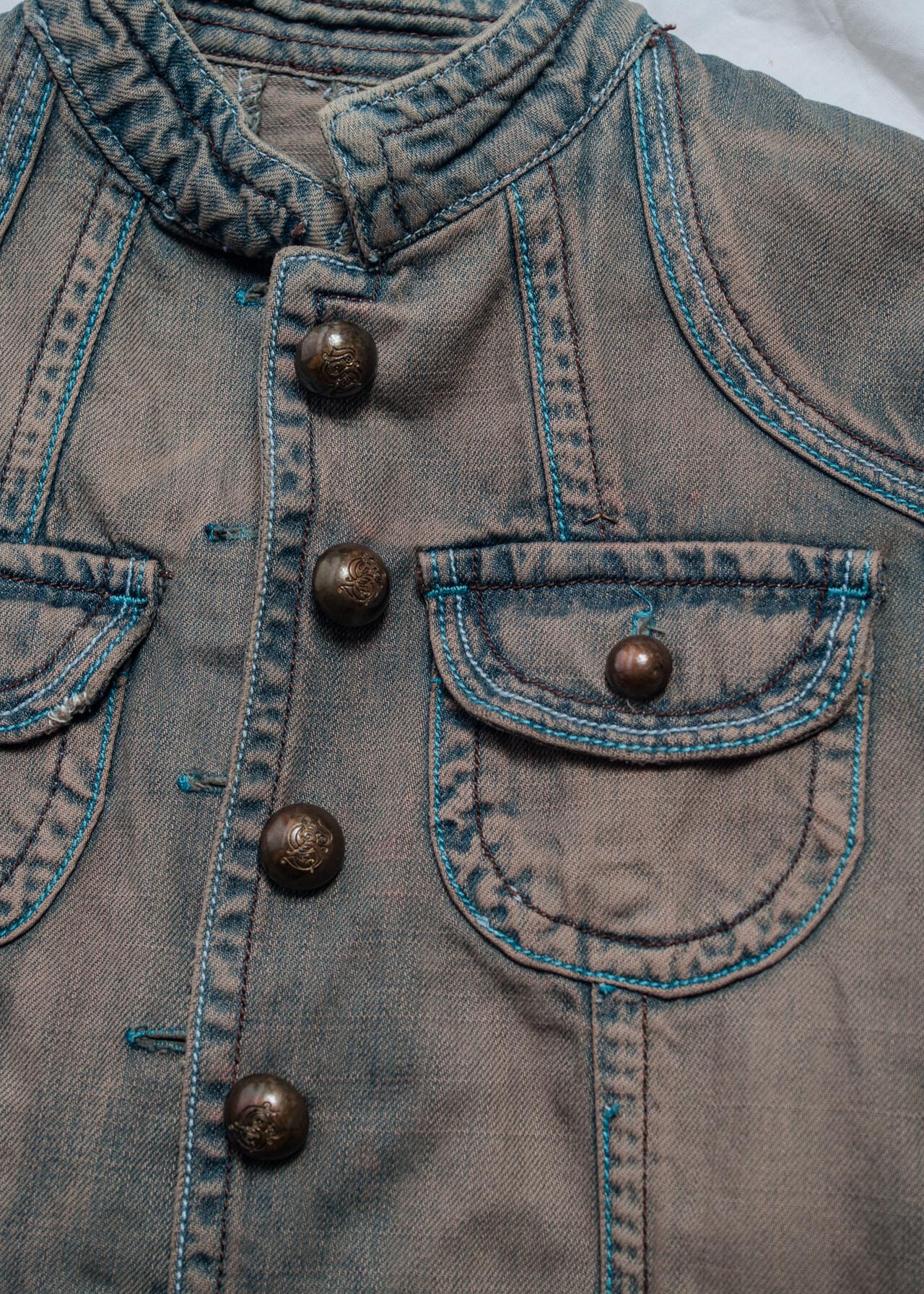 ジャケット・アウター archive napoleon jacket grunge y2k Vintage Y2K Denim Jacket in Overdyed Brown - 2000s Military