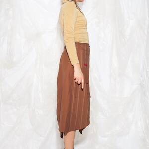 Vintage Y2K Cargo Skirt in Brown Cotton 2000s Gorpcore Pocket Utility Skirt Fairycore Grunge Middle Rise Midi Skirt Large image 7