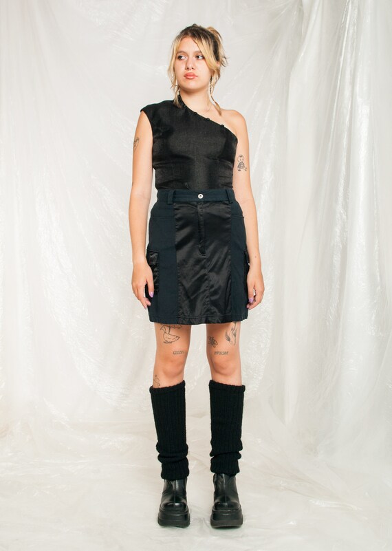 Vintage Cargo Skirt Y2K High Rise Rave Mini in Black … Gem