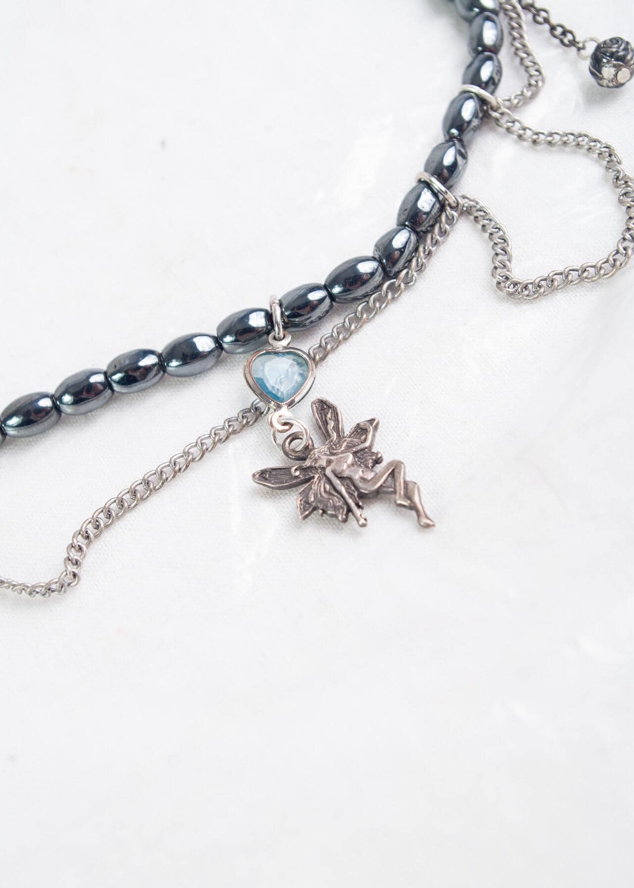 Vintage Y2K Silver Necklace With Fairy Pendant - 2000s
