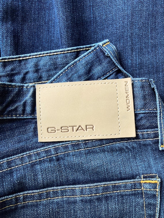 Vintage Y2K G-star Raw Flare Jeans in Stonewashed Blue Denim 2000s