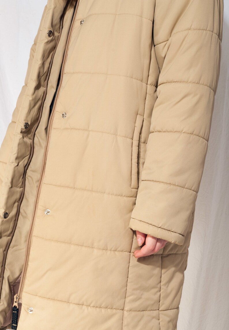 long beige puffer