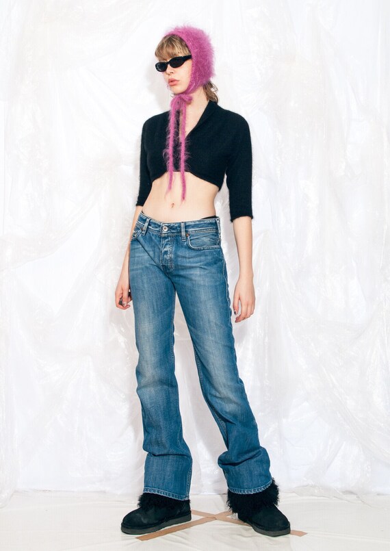 Vintage Y2K Diesel Flare Jeans in Blue Denim 2000s Middle Rise 