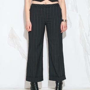 2000's archive stripe buggy slacks y2k 2000's archive leather