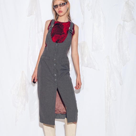 Buy Vintage 90s Dungaree Dress in Grey - 1990s Grunge Pinafore Style - Y2K  Fashion - Size S Online in India - Etsy