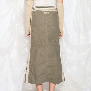 Vintage Y2K Cargo Skirt in Green Camo Print 2000s Freesoul Maxi Skirt Military Streetwear Small image 5