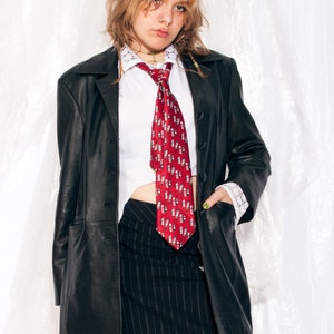 Veste en cuir vintage des années 90 - Manteau de style matriciel grunge Y2K en noir - Taille L image 6