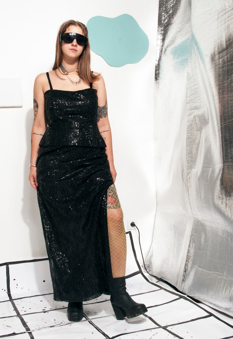 ralph lauren black sequin dress