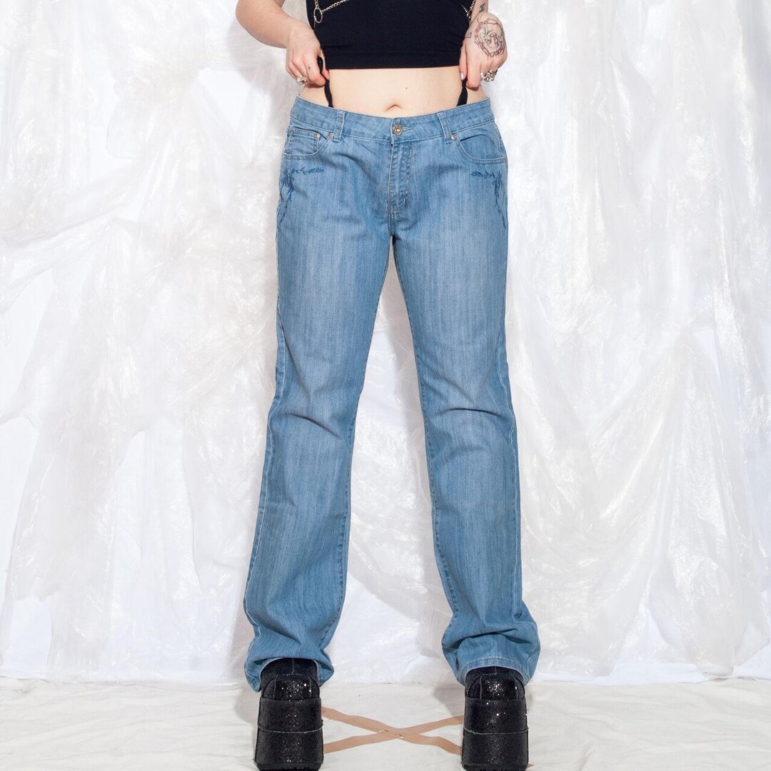 パンツ 2000's flower embroidery flare jeans y2k 2000's flower embroidery flare jeans y2k - メルカリ