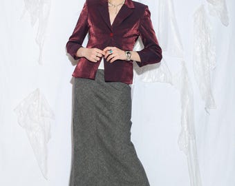 Vintage 90s Morgan de Toi Blazer in Metallic Maroon - 1990s Glam Designer Jacket - Made in France - Size M