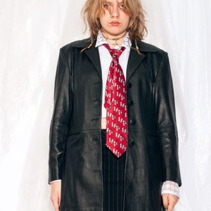 Veste en cuir vintage des années 90 - Manteau de style matriciel grunge Y2K en noir - Taille L image 3